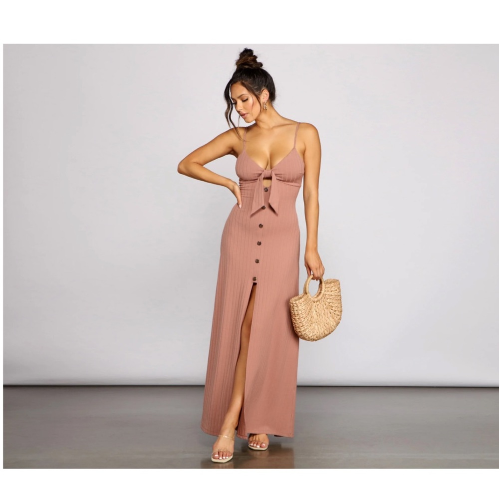 Maxi tie front dress